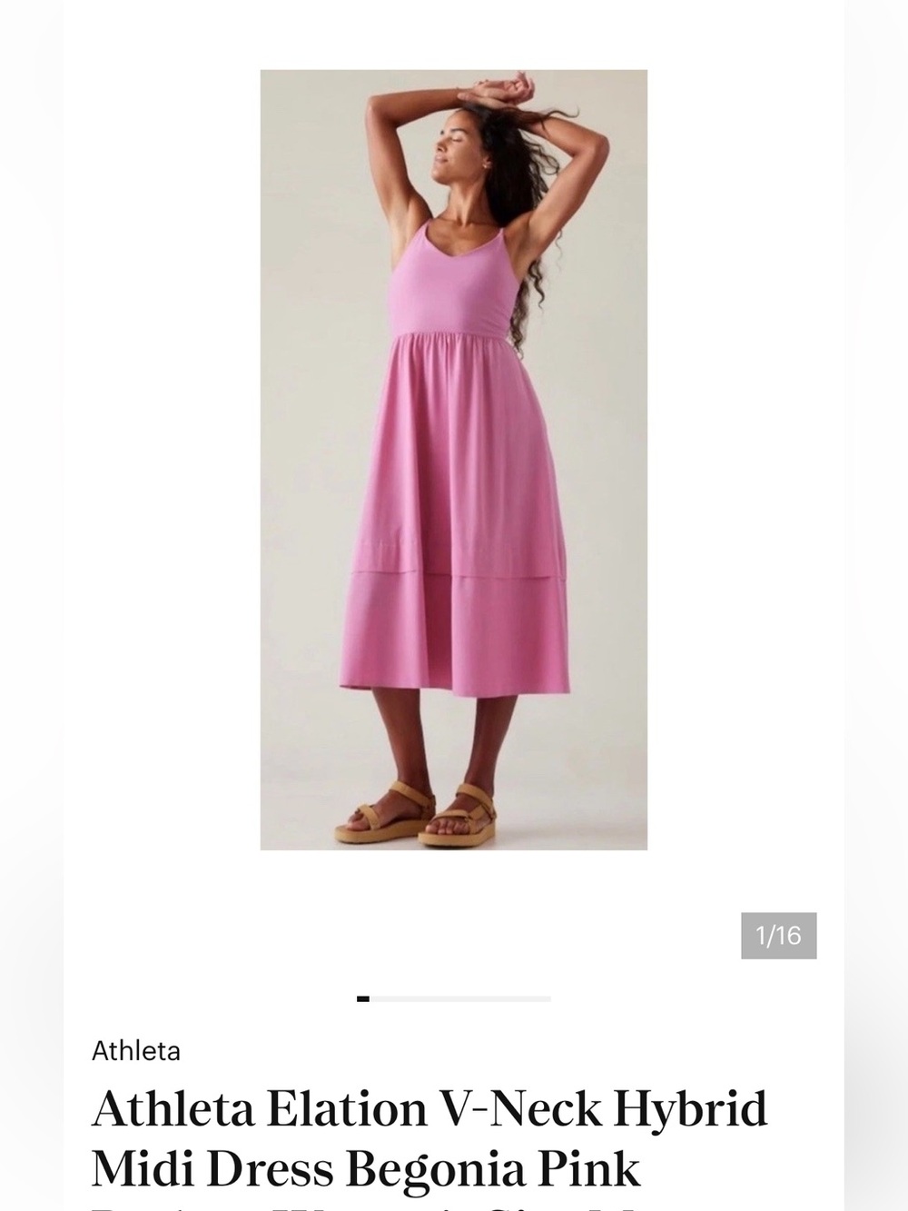 Athleta Begonia Pink Elation V-Neck Hybrid Midi Dress